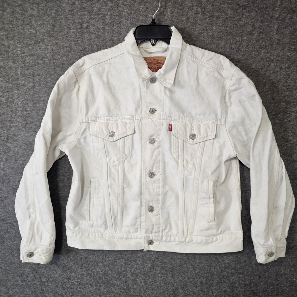 Levi's Womens 29944 0187 Off White Ex Boyfriend Jean Denim Trucker Jacket Large